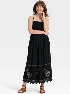 Women's Button-Front Smocked Maxi Sundress - Universal Thread